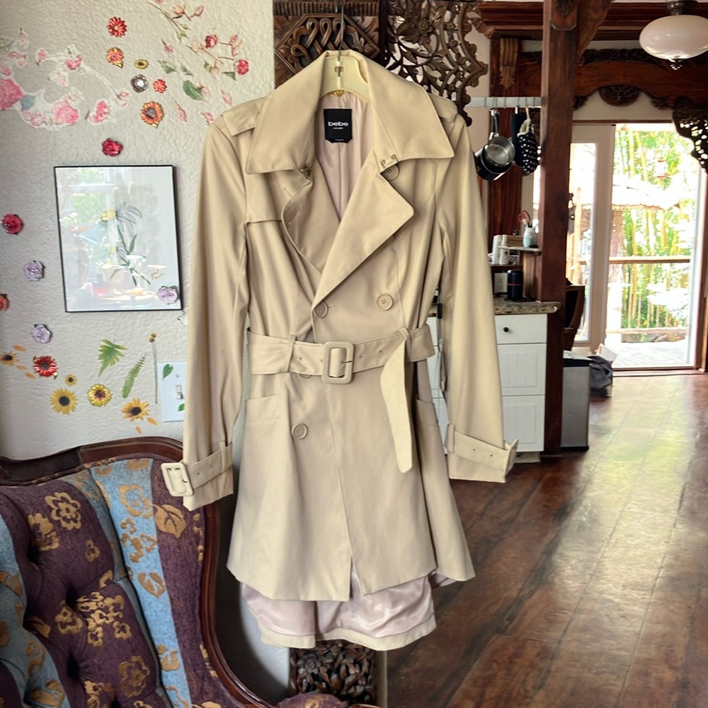 Bebe Beige Trench Coat with Belt